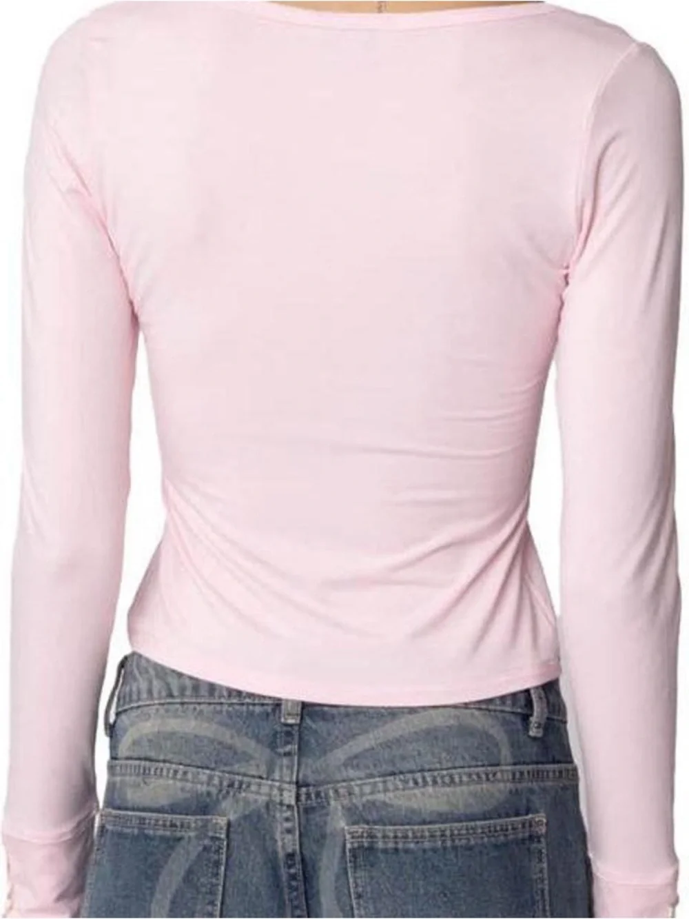 Edikted Light Pink Lolo Bow Long Sleeve Top with Bows - Picture 7 of 8